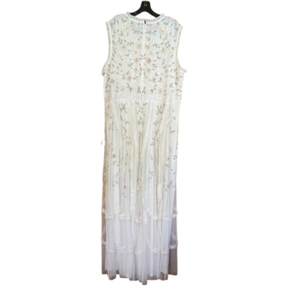 Mac Duggal Size 20 NEW 9137 Ivory Embroidered High Neck Sleeveless Ruffled Gown - Picture 6 of 11